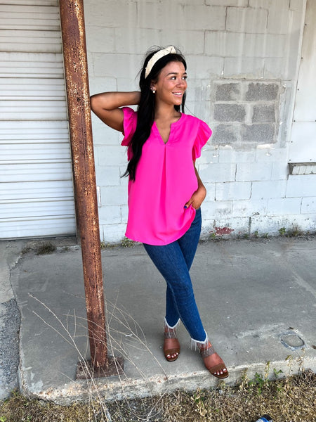 The All Fluffed Out Top - Fuchsia