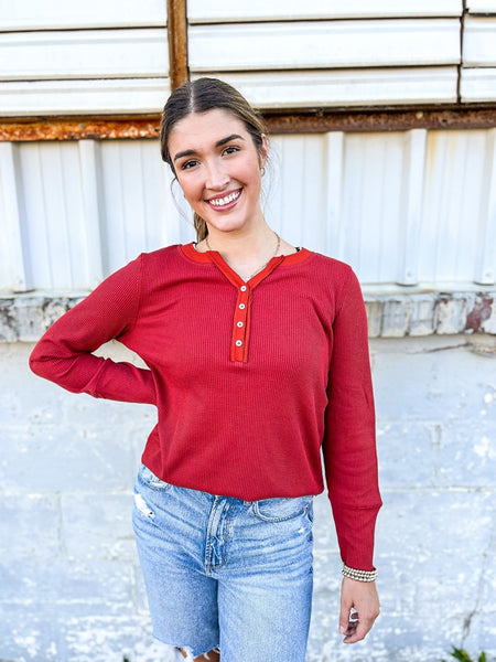 The All Buttoned Up Top - red