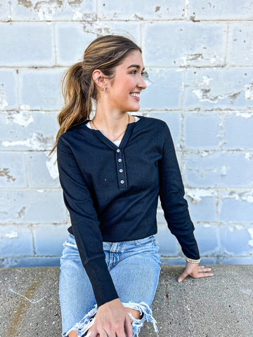 The All Buttoned Up Top - Black