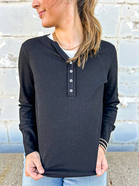 The All Buttoned Up Top - Black