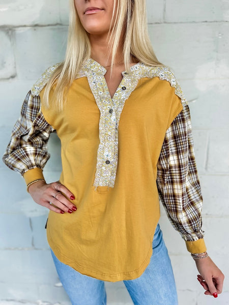 The Florals and Flannels Top - Yellow