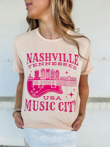 The Khaki and Pink Nashville Tee S-2XL