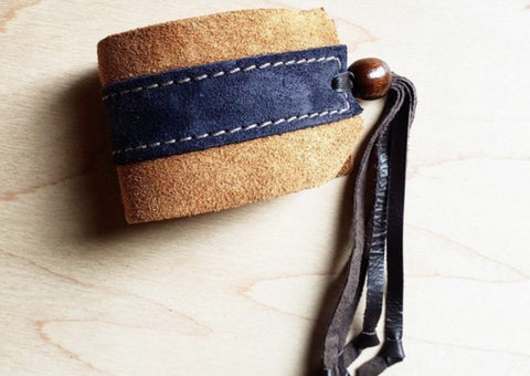 Navy Leather Cuff Bracelet